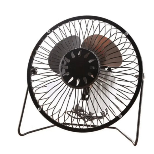 Mini ventilátor s USB kabelem, kovovým, černým
