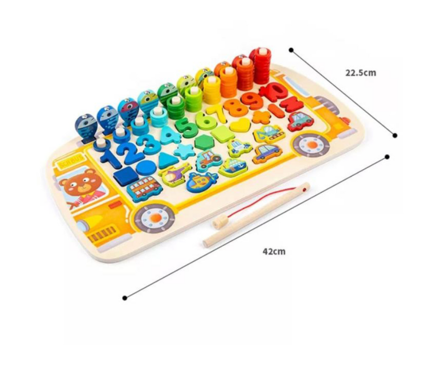 Joc Puzzle Educativ cu Vehicule, Lemn si Plastic, 3 Ani+, Multicolor