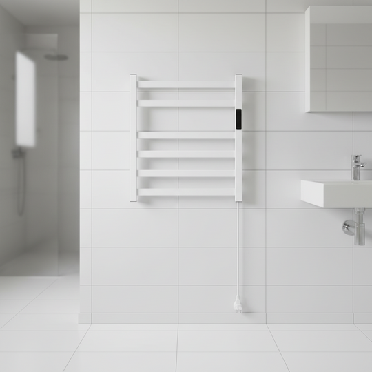 Elektrický ohřívač ručníků, 140W, kov, bílá