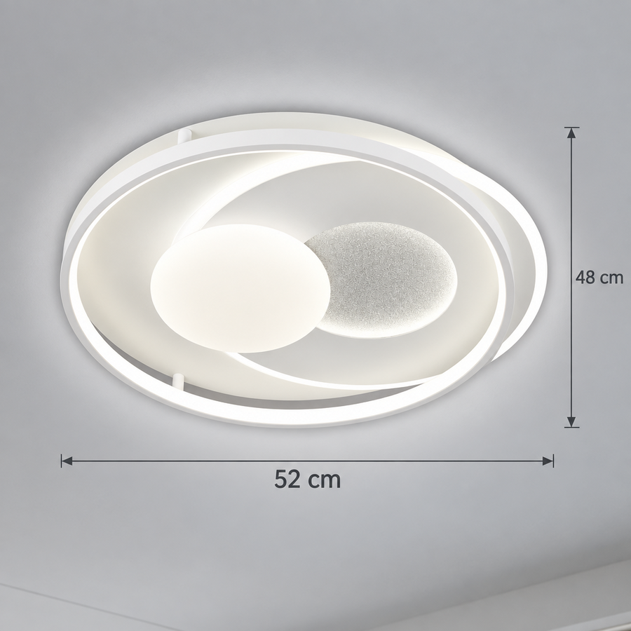 LED lustr s dálkovým ovládáním ISTARAVSHAN, Kulatý tvar, 86W, Studené/Teplé/Neutrální světlo, Stmívatelné, Bílá