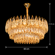 Křišťálový lustr MAJESTIC Magno 15x E14, Průměr 60cm, Lesklý zlatý, Nastavitelná výška