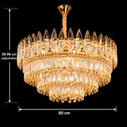 Křišťálový lustr MAJESTIC Regalis 21x E14, Průměr 80cm, Lesklý zlatý, Nastavitelná výška