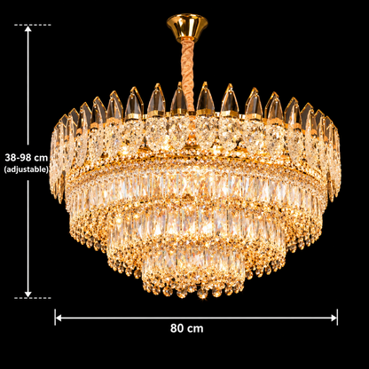 Křišťálový lustr MAJESTIC Regalis 21x E14, Průměr 80cm, Lesklý zlatý, Nastavitelná výška