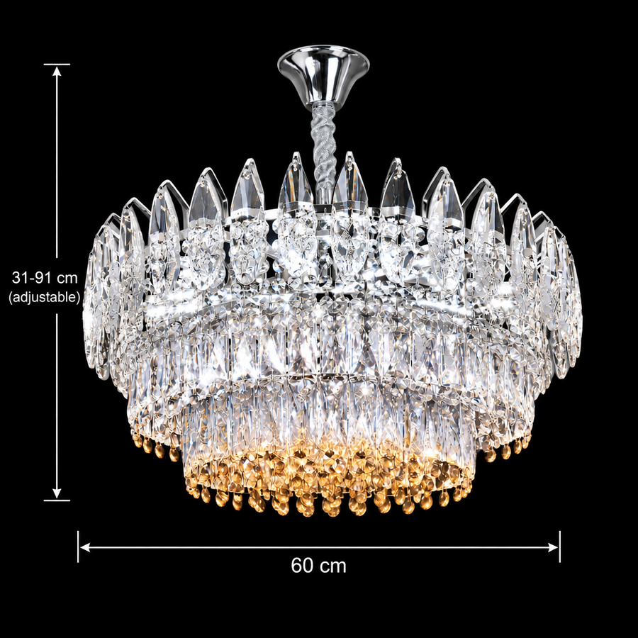 Křišťálový lustr MAJESTIC Magno 15x E14, průměr 60cm, lesklý chrom, nastavitelná výška