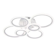 LED lustr s dálkovým ovládáním BETTY 82W, 6 kruhů, Studené/Teplé/Neutrální světlo, Stmívatelné, Bílá