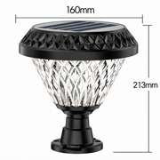 LED solární lampa pro venkovní sloup KATTAKURGAN, 8W, teplé/studené/neutrální světlo + RGB, kulatý tvar, hliník, černá, stmívatelná