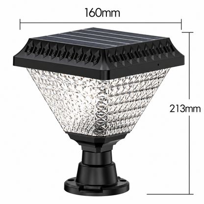 LED solární lampa pro venkovní sloup SOLEO, 8W, teplé/studené/neutrální světlo + RGB, čtvercový tvar, hliník, černá, stmívatelné