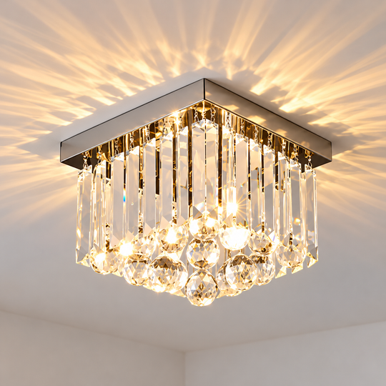 Křišťálový lustr MARTINEZ Linear Luxe, průměr 35 cm, 4x E14, lesklý chrom
