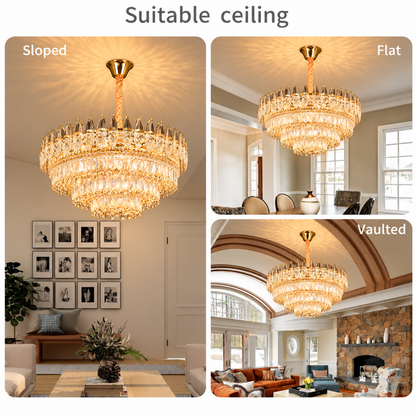Křišťálový lustr MAJESTIC Regalis 21x E14, Průměr 80cm, Lesklý zlatý, Nastavitelná výška
