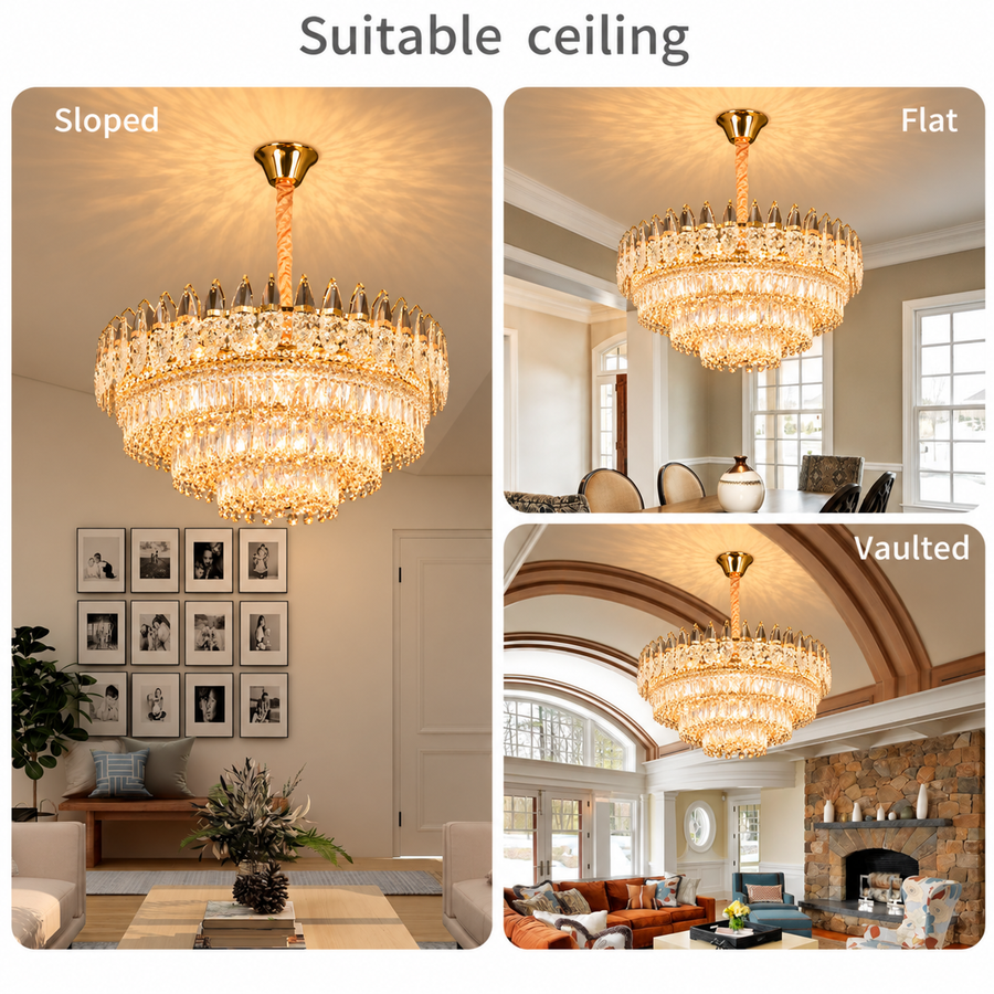 Křišťálový lustr MAJESTIC Regalis 21x E14, Průměr 80cm, Lesklý zlatý, Nastavitelná výška