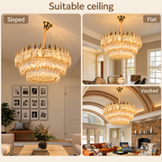 Křišťálový lustr MAJESTIC Magno 15x E14, Průměr 60cm, Lesklý zlatý, Nastavitelná výška
