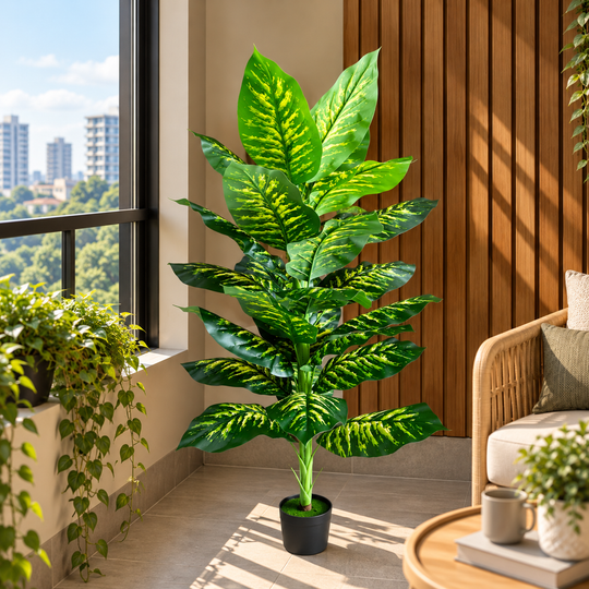 Umělá rostlina Typ Dieffenbachia, 150 cm, Zelená