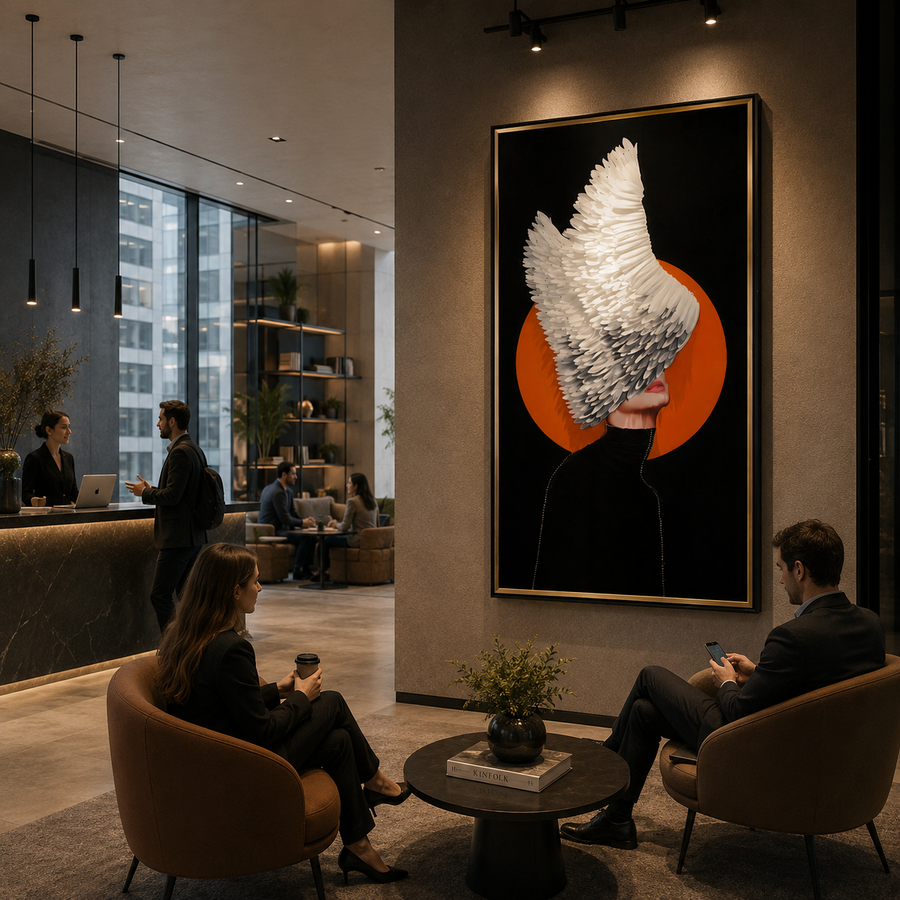 Tablou Sticla Aripi de Lumina, 80 x 160 cm, Sticla si MDF