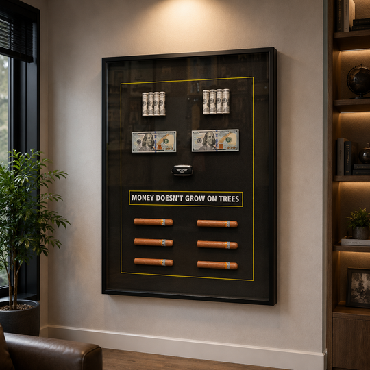 Dekorativní obraz Peníze nerostou na stromech, 60 x 80 cm, hliníková slitina a MDF