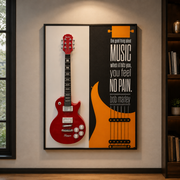 Tablou Sticla Muzica Fara Durere, 60 x 80 cm, Aliaj de Aluminiu si MDF