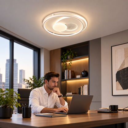 LED lustr s dálkovým ovládáním ISTARAVSHAN, Kulatý tvar, 86W, Studené/Teplé/Neutrální světlo, Stmívatelné, Bílá