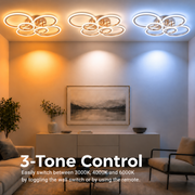 LED lustr s dálkovým ovládáním BETTY 81W, 6 kruhů, studené/teplé/neutrální světlo, stmívatelné, lesklé zlaté