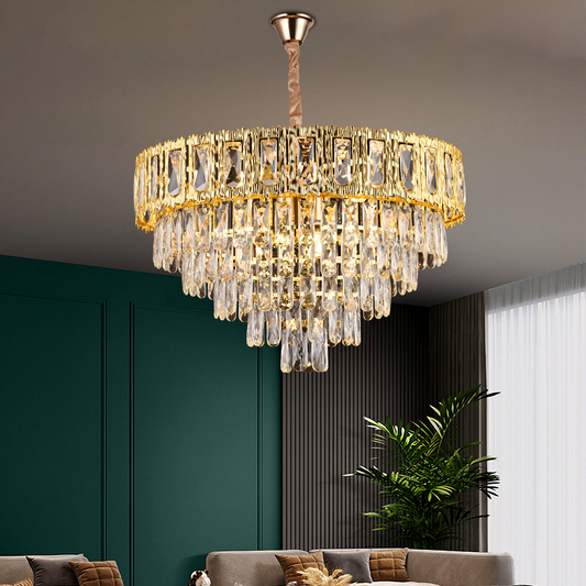 Křišťálový lustr Corona Zaffiro 8xe14, průměr 60 cm, lesklý zlato, výška rebbabilní