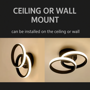 LED lustr VERTEX CIRCULA 22W, 2 kruhy, kovové rámy, studené/teplé/neutrální světlo, černá