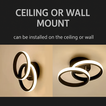 LED lustr VERTEX CIRCULA 22W, 2 kruhy, kovové rámy, studené/teplé/neutrální světlo, černá