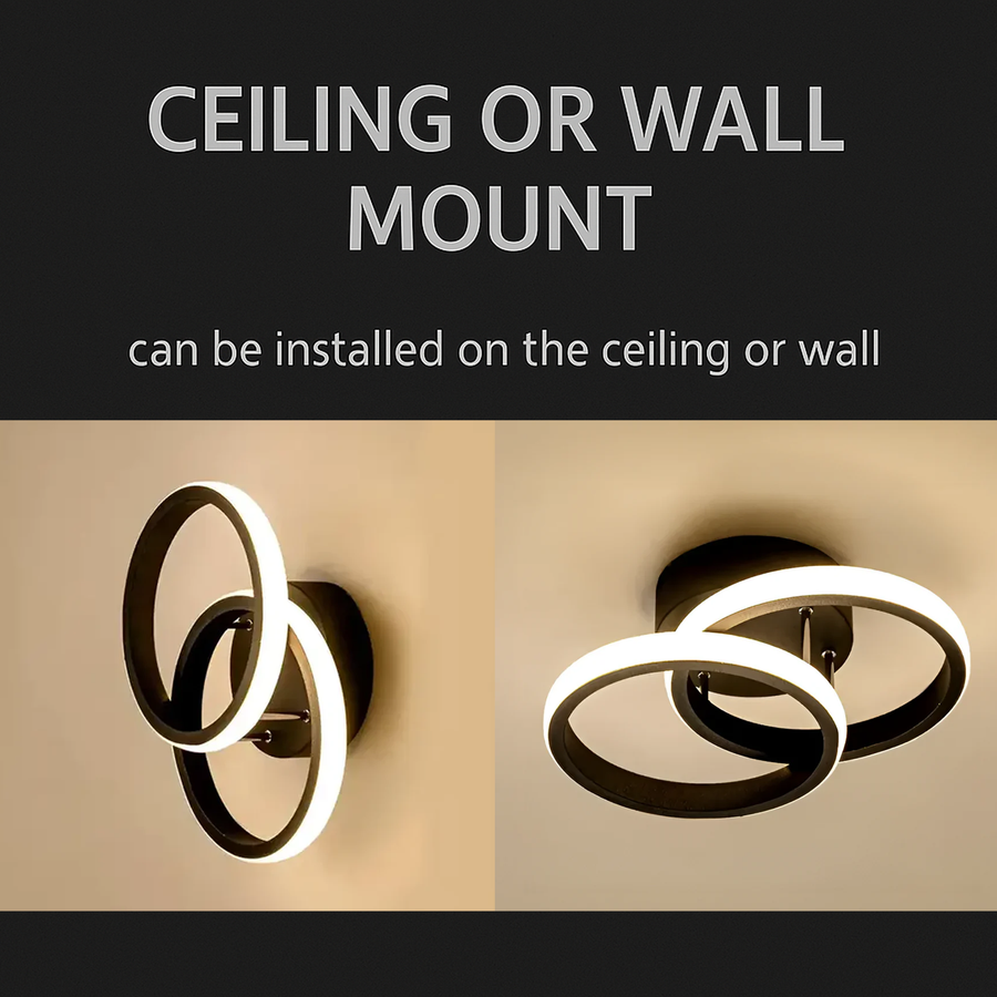 LED lustr VERTEX CIRCULA 22W, 2 kruhy, kovové rámy, studené/teplé/neutrální světlo, černá