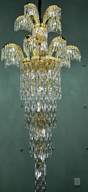 Křišťálový lustr Regalis 11x E14, průměr 85 cm, lesklé zlato, nastavitelná výška, kov a křišťál