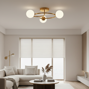 LED a křišťálový lustr ORBIT, 66cm, 3xE27, Globes, Gold