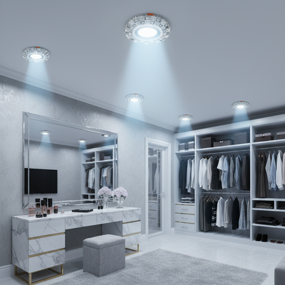 Spot LED ORBITA, 5W, Rotund, Lumina Rece + RGB, Alb, Rasina si Sticla