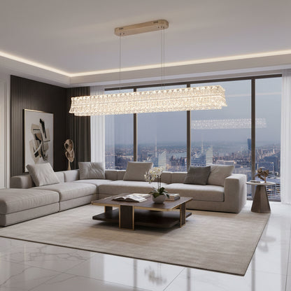 LED lustr s dálkovým ovládáním, závěsný TAMY 160W, lineární, studené/teplé/neutrální světlo, zlatý, nastavitelná výška