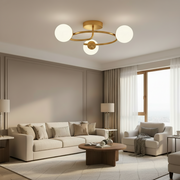 LED a křišťálový lustr ORBIT, 66cm, 3xE27, Globes, Gold