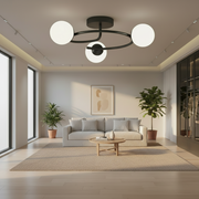 LED a křišťálový lustr ORBIT, 66cm, 3xE27, Globes, Black