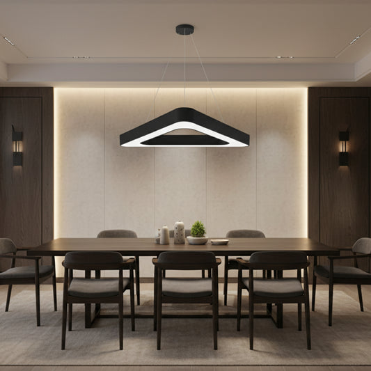 ANGLE závěsný LED lustr, 60cm, 25W, Nastavitelná výška, Studené světlo, Černá, Kov a Akryl