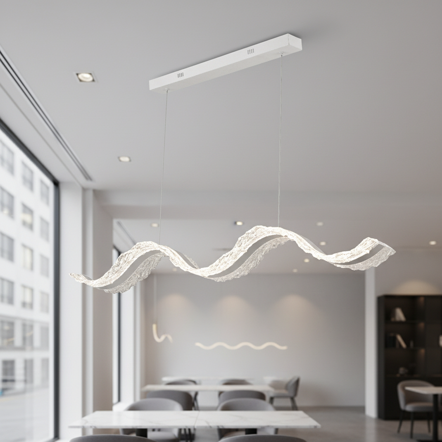 LED lustr s dálkovým ovládáním, závěsný AMI 63W, lineární, studené/teplé/neutrální světlo, bílý, nastavitelná výška