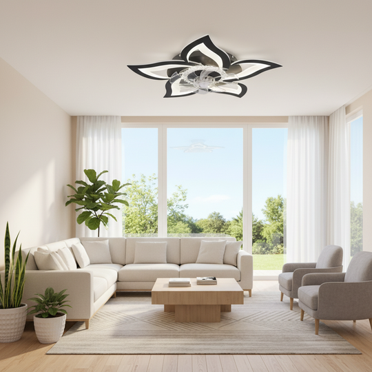 ANEMO Fan LED lustr s dálkovým ovládáním, 49W, D85cm, studené/neutrální/teplé světlo, černá