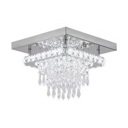 LED Chandier Alberico Square, 19W, Cold/Hot/Neutral Light, Crystal, Glossy Chrome