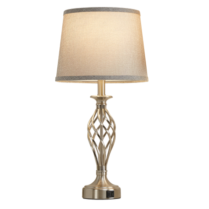 Veioza VZ212WH, 1x E27, kov a textil, bílá a zlatá