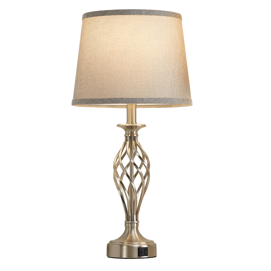 Veioza VZ212WH, 1x E27, kov a textil, bílá a zlatá