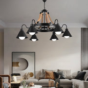 Vintage lustr s pedro lanem, 4 x E27 uzavřené dřevo