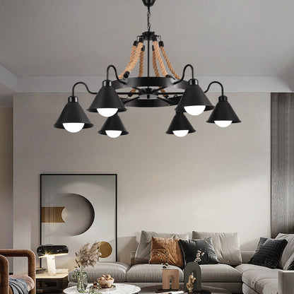 Vintage lustr s pedro lanem, 4 x E27 uzavřené dřevo