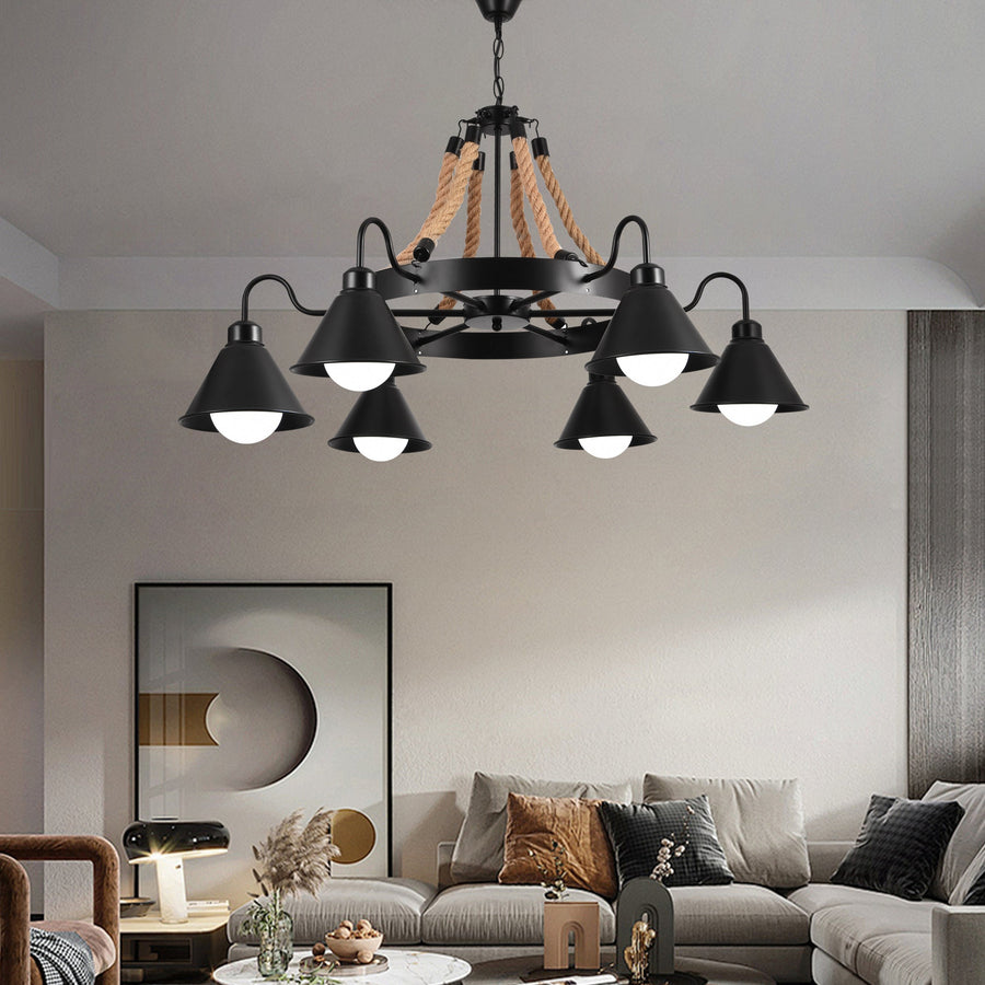 Vintage lustr s pedro lanem, 4 x E27 uzavřené dřevo