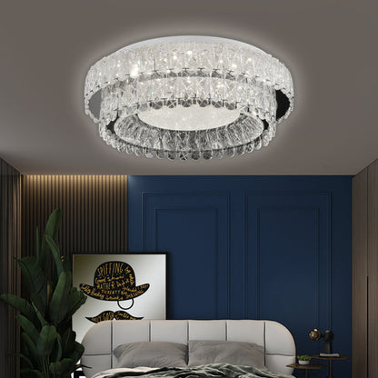 LED lustr LLC130/1CH, Křišťál a kov, 31W, 1 kruh, Stmívatelný, Nastavitelná výška, Studené/Teplé/Neutrální světlo, Luxusní osvětlení