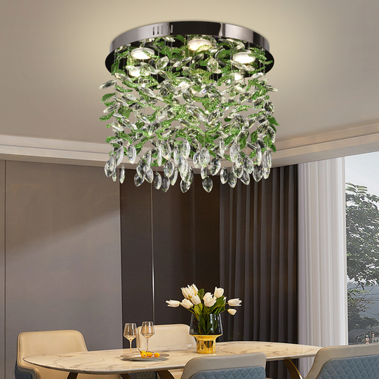 Křišťálový LED lustr LLC211/400GN kulatý, 22W, studené/teplé/neutrální světlo, zelené krystaly, lesklý chrom Křišťálové lustry Výchozí název Alessandro Design