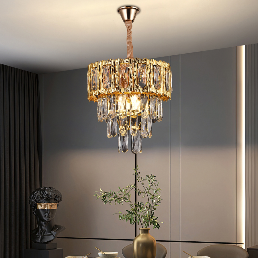 Crystal Chandier Corona Incanto 3xe14, průměr 30 cm, lesklé zlato, reblabilní výška