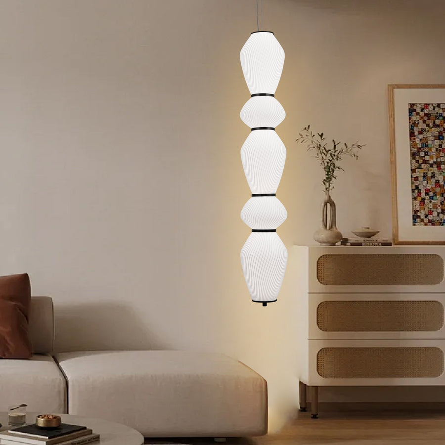 Závěsný LED lustr s dálkovým ovládáním 78W, LM510/5BK, Nastavitelná výška, Teplé/Studené/Neutrální světlo 3000K/4000K/6000K, Bílý, Kov