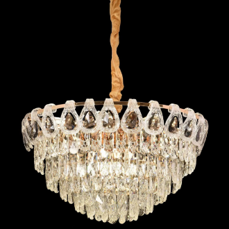 Clarelier Crystal Windsor Elegance 6x E14, průměr 49 cm, lesklé zlato, nastavitelná výška