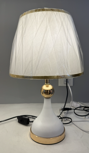 Veioza VZ214WH, 1x E27, kov a textil, bílá a zlatá