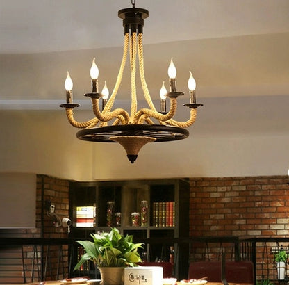 Lustrage chtíč, 2*E27, hnědý, kov a motouz