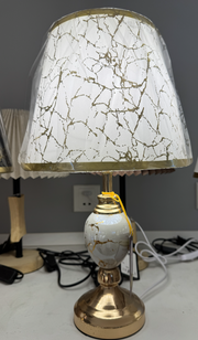 Veioza VZ211WH, 1x E27, kov a textil, bílá a zlatá