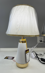 Veioza VZ210WH, 1x E27, kov a textil, bílá a zlatá