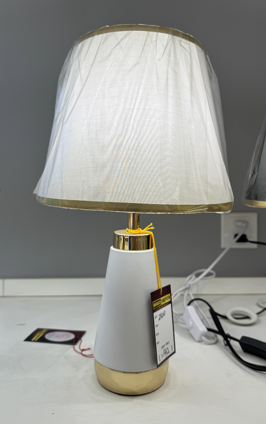 Veioza VZ210WH, 1x E27, kov a textil, bílá a zlatá